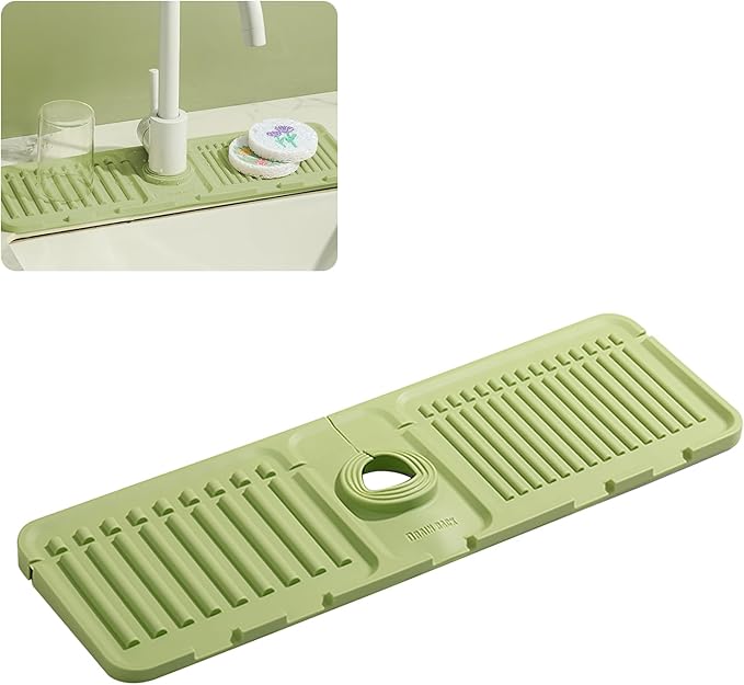 Faucet Mat for Kitchen Sink – Adjustable Silicone Sink Splash Guard by LeafBlower