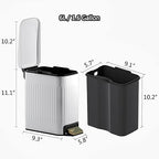 Small Bathroom Trash Can with Lid Soft Close-6L/1.6 Gal Slim Step Garbage - Image 5