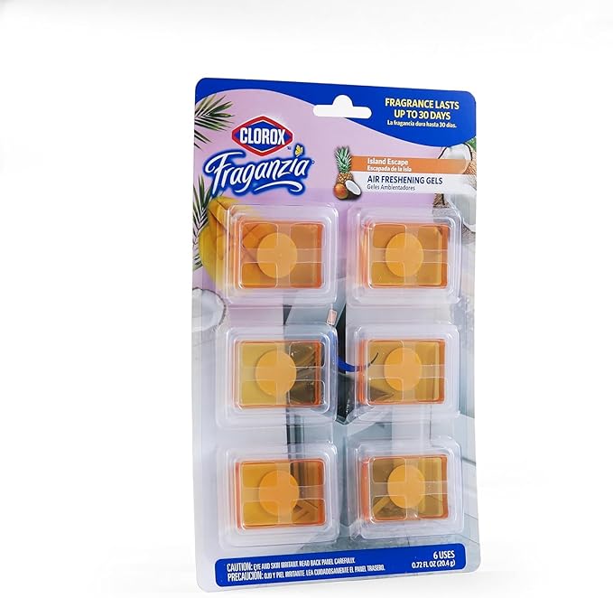 Clorox Fraganzia Stick-On Gel Fresheners, Island Escape Trash Can Deodorizer Up - Image 2