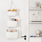 Hanging Storage Baskets, Over the Door Basket, Cotton Wall Baskets Storage - Image 4
