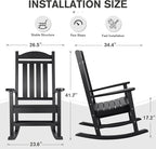 Devoko HDPE Rocking Chair Plastic Outdoor Indoor Patio Rocker Chair High Back All Weather Rocker for Patio Backyard Porch Garden (Black) - Image 3