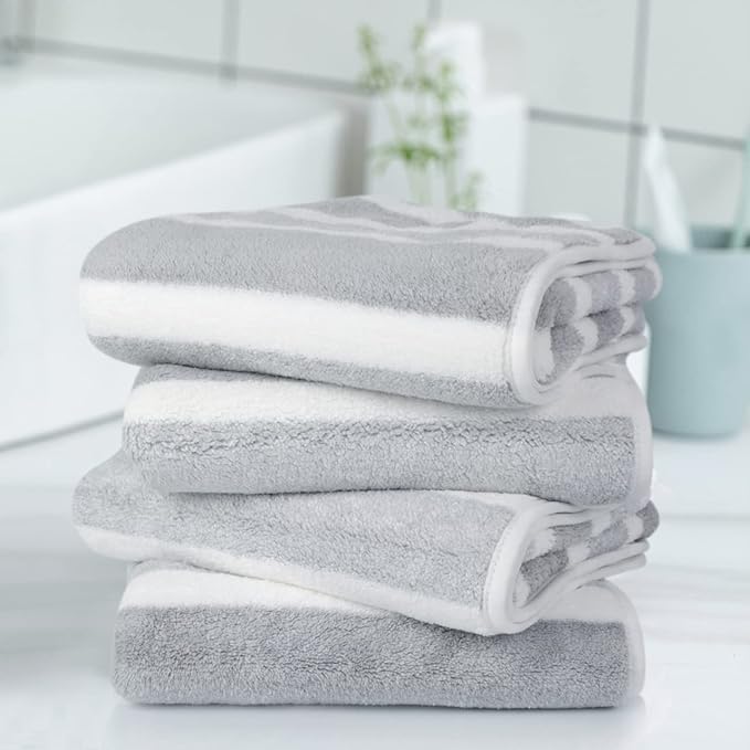 KinHwa Microfiber Hand Towels for Bathroom Soft and Absorbent Face Towels Grey - Image 6
