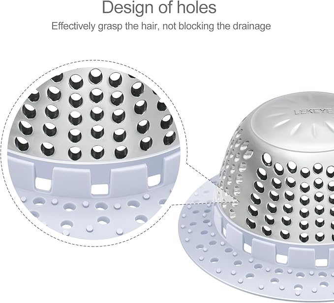 LEKEYE Shower Drain Hair Catcher/Bathtub Drain Cover/Drain Protector - Image 4