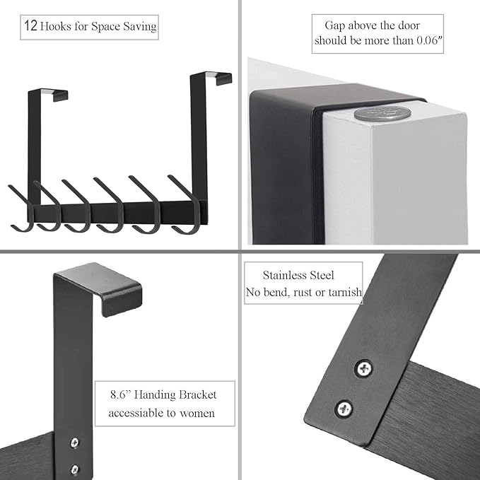 DOKU Over The Door Hook, Heavy Duty Over Door Hanger Holder - Image 7