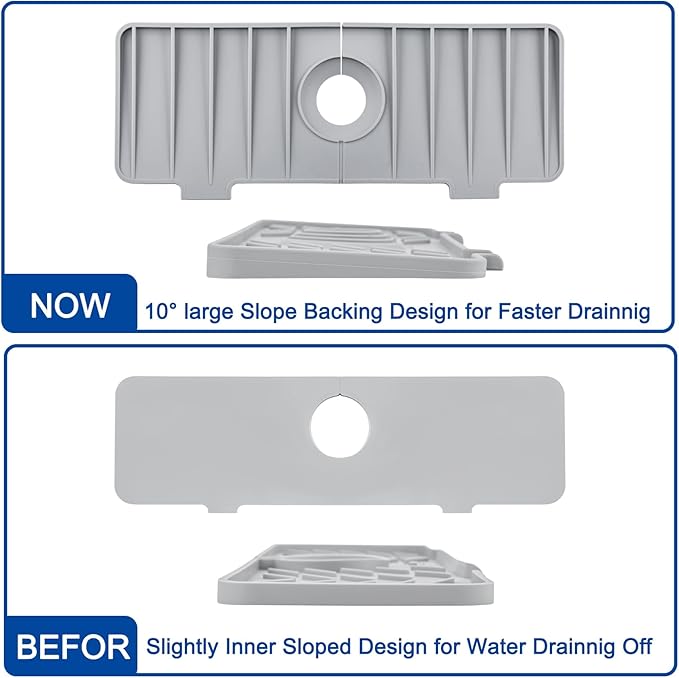 Meiliweser Silicone Faucet Splash Guard Gen 3-10° Large Slope & Adaptable Hole - Image 3