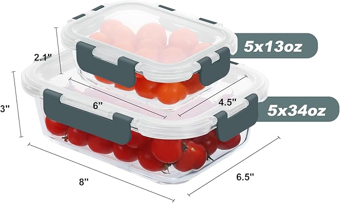 KOMUEE 10 Pack Glass Food Storage Containers, Meal Prep Containers - Image 7
