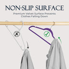 HOUSE DAY Noble-Purple Velvet Hangers 60 Pack, Non Slip Clothes Felt Hanger - Image 2