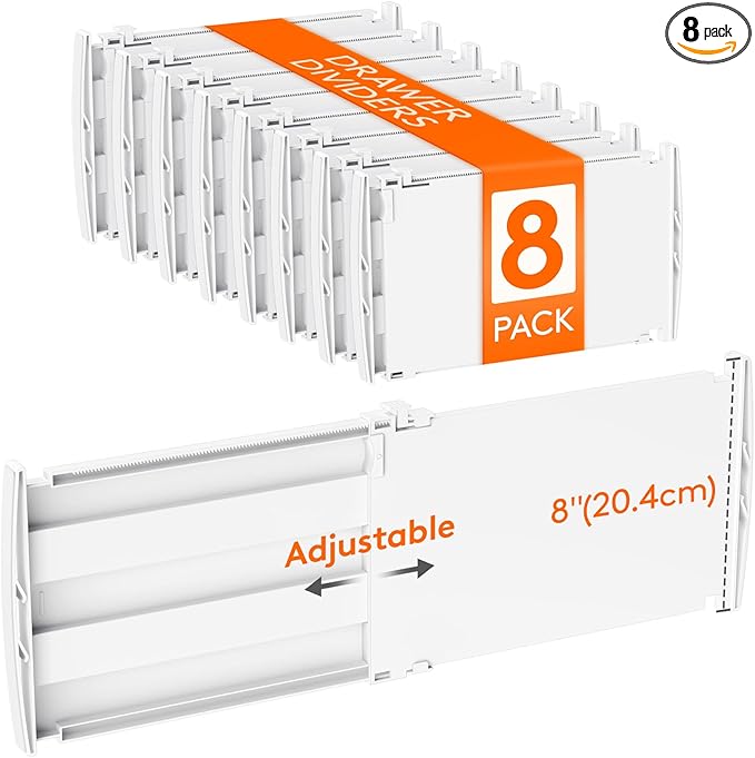 Lifewit 8" Tall 8 Pack Drawer Dividers, 35-56.5cm/13.8-22.2" Expandable Drawer by Lifewit