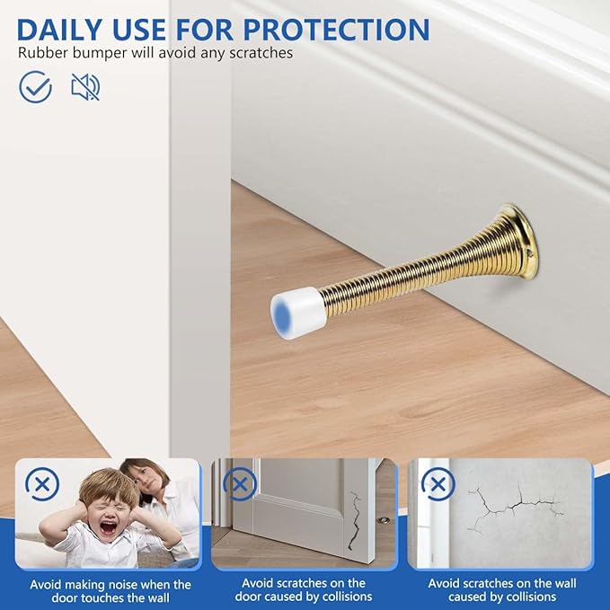 24 Pack Spring Door Stops 3 1/4 Inch Flexible Heavy Duty Spring Door Stopper - Image 4