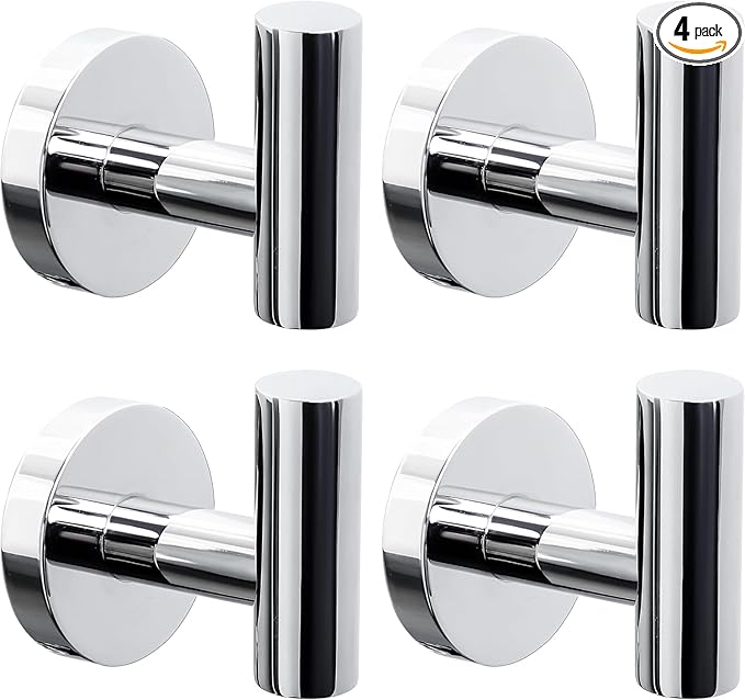 Kruodop Towel Hooks for Bathroom, 4 Packs Wall Mount Towel Holder, Stainless by Kruodop