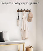 Coat Rack Wall Mount, 16.5 Inches Wood Coat Hooks Wall Mount, Wall Coat Rack - Image 4