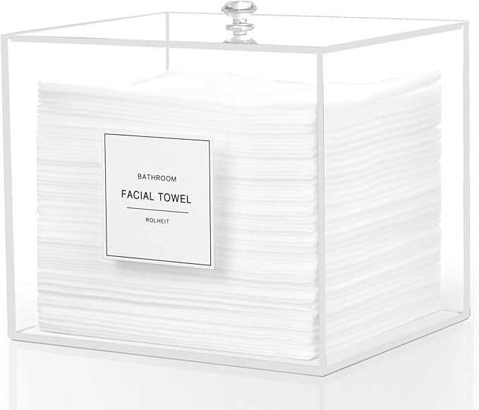 Disposable Face Towel Holder, Acrylic Face Towelettes Storage Box Compatible by Rolheit