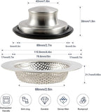 RQYEKDO Kitchen Sink Strainers Sink Stopper Kits, Stainless Steel Sink Drain - Image 6