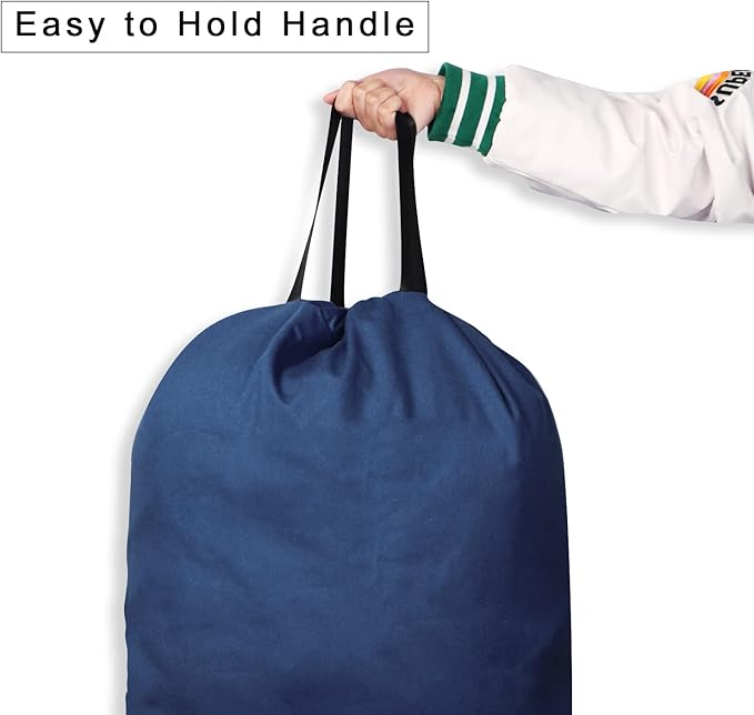 Cotton Canvas Laundry Bag with Handles & Drawstring Straps, Heavy Duty Extra - Image 2