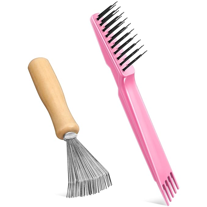 Boao 2 Pieces Hair Brush Cleaning Tool Comb Cleaner Brush Mini Comb Cleaning by Boao