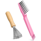 Boao 2 Pieces Hair Brush Cleaning Tool Comb Cleaner Brush Mini Comb Cleaning by Boao
