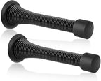 2 Pack Spring Door Stopper Black- 3-1/4" Flexible Spring Door Stops by KOVOSCH