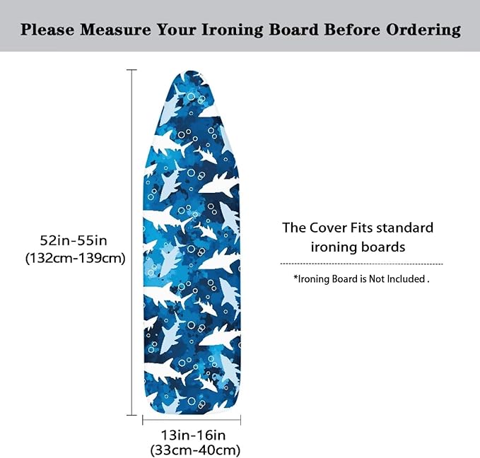 Blue Shark Ironing Board Cover and Pad Soft Fabric Cover - Image 5