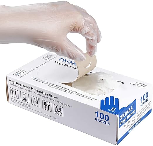 OKIAAS Disposable Gloves S, Food Safe, Bulk of 100 Pcs|Latex and Powder-Free by OKIAAS