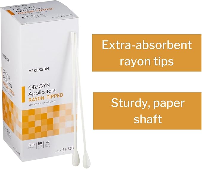 McKesson OB/GYN Applicators Rayon Tipped, Non-Sterile, 8 in, 1 Pack - Image 3