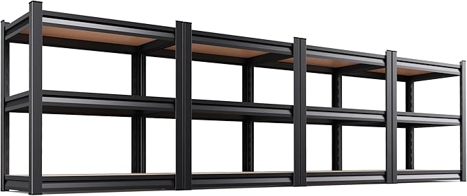 AOAORRG Set of 4 Garage Shelving Heavy Duty Storage Shelves, Metal Adjustable Shelving Unit, Utility Garage Organizer Shelf for Basement, Pantry, Kitchen, Warehouse, 15.7" Dx33.5 Wx35.4 H, Black by Unknown