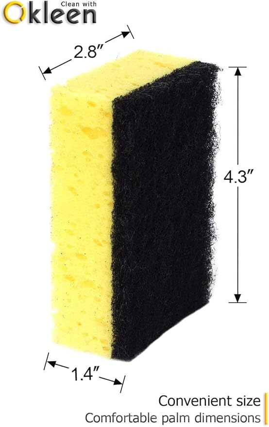 Yellow Multi Use Scrub Sponge. Made in Europe. 9 Pack, 4.3x2.8x1.4 inches. - Image 4