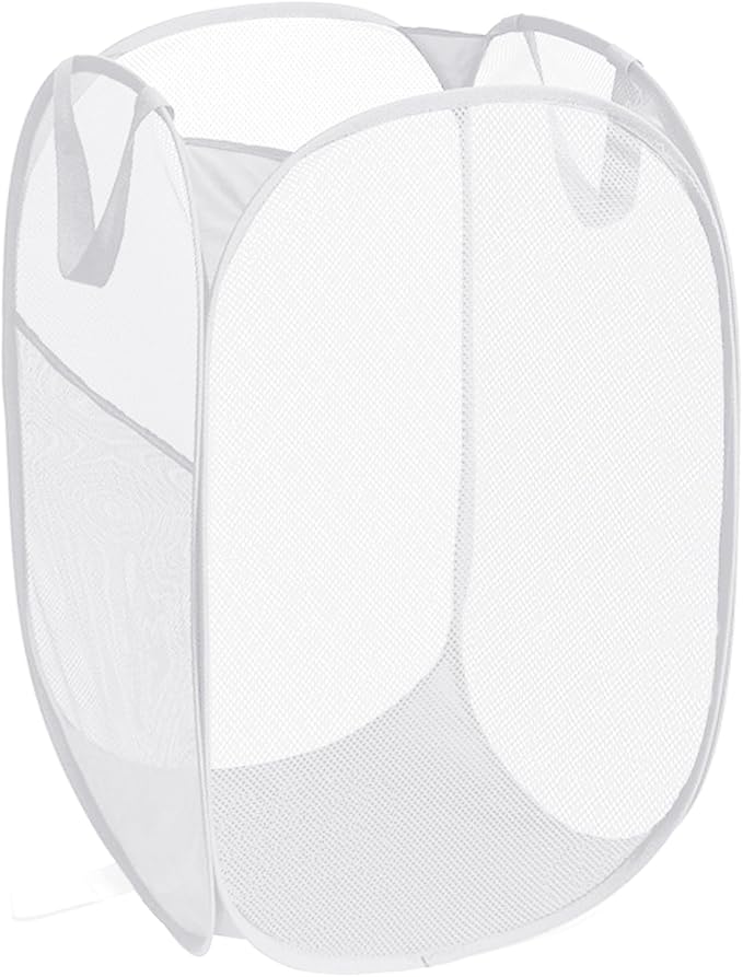 Durable Collapsible Laundry Baskets, Reinforced Mesh Pop Up Laundry Hamper by Bemkoo