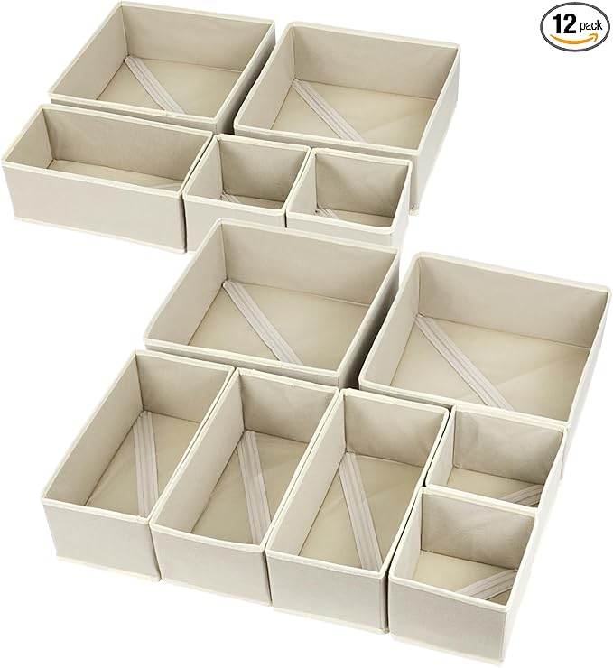12 Pack Drawer Organizer Clothes, Foldable Fabric Dresser Organizer Closet by Fordonral