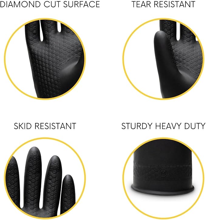 Chemical Resistant Latex Gloves, Cleaning Protective Safety Work Heavy Duty - Image 2