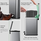 Slim Bathroom Trash Can with Lid Soft Close, 1.6 Gallon Stainless Steel Garbage - Image 4