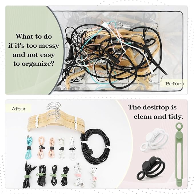 24Pcs Silicone Cable Ties, Reusable Cord Organizer - Image 5