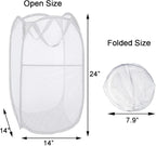 Pack of 2 Pop Up Laundry Hampers, Collapsible Mesh Laundry Baskets, Foldable - Image 2