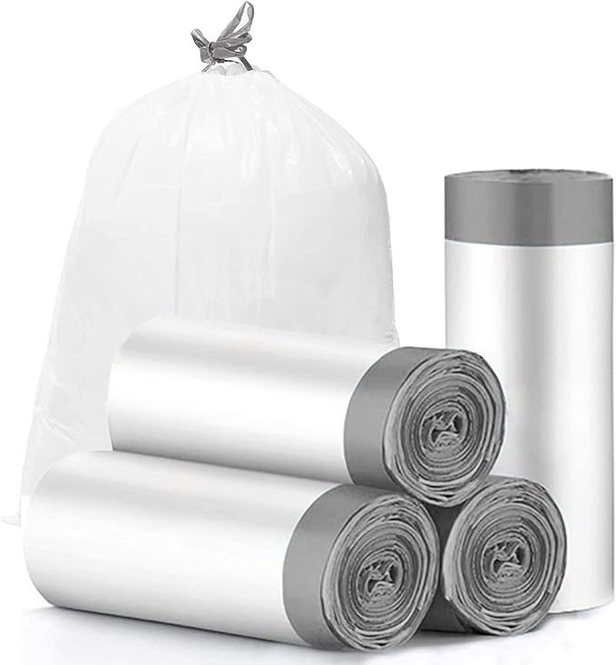 CHARMOUNT Drawstring 4 Gallon Trash Bags, Small Garbage Bags, Unscented Trash by CHARMOUNT