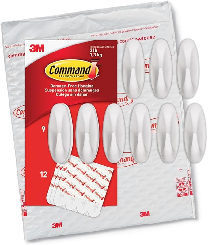 Command Medium Designer Hooks, 9 Hooks and 12 Strips, Damage-Free Hanging Wall by Command