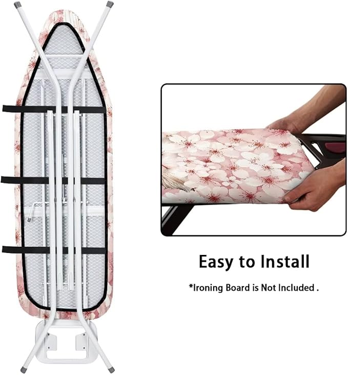 Pink Cherry Blossom Cat Ironing Board Cover and Pad Soft Fabric Cover - Image 4