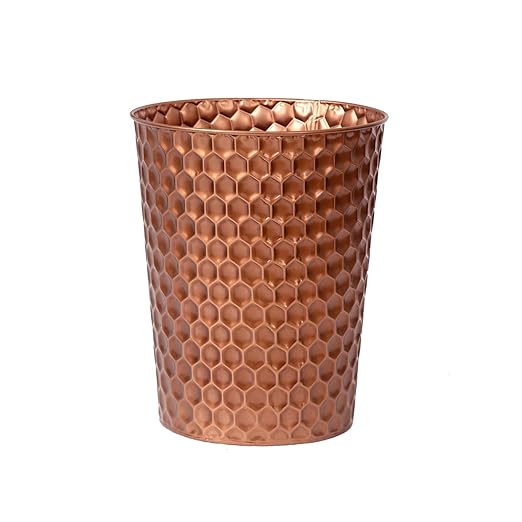 Small Metal Trash Can Wastebasket, Decorative Honeycomb Garbage Can Waste Basket by Venalys