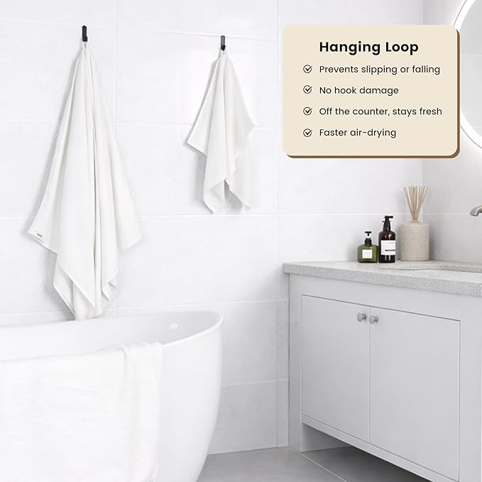 SEMAXE White Bath Towels Set of 4, 100% Cotton Luxury Bathroom Towels, and - Image 4