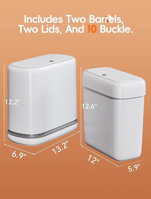 Bathroom Trash Can with Lid, Slim 3.3 Gallon Vacuum adsorption Garbage Bin - Image 7
