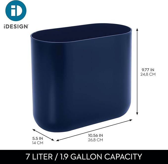 iDesign Small Slim Plastic Bathroom Trash Can, Garbage Can - Image 4