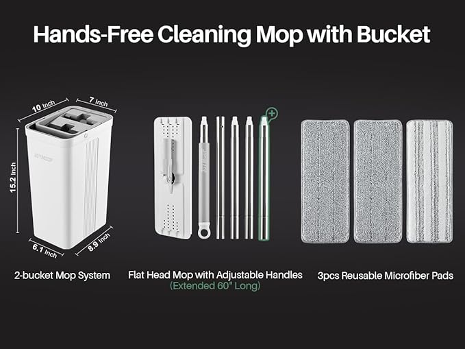 JOYMOOP Mop and Bucket with Wringer Set, Wet Dry Wall Cleaner with Long Handle - Image 4