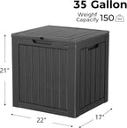 TARKARI 35 Gallon Lockable Resin Deck Box, Waterproof & UV-Resistant Outdoor Storage Box for Outdoor Cushion Storage, Garden Tools & Pool Accessories Storage, Black - Image 2