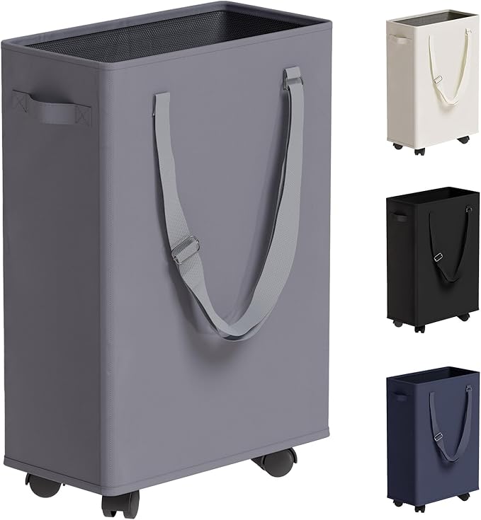 Slim Rolling Laundry Basket, Slim Laundry Hamper by TECHMILLY