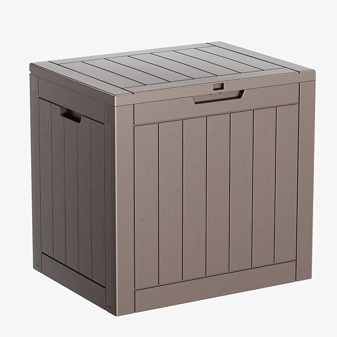 DRATO 35 Gallon Deck Boxes Resin Outdoor Storage Box UV Resistant Outside Deck Box with Lockable Lid for Patio Furniture（Grey，35 Gallon） by DRATOprovidesawarmandcozy