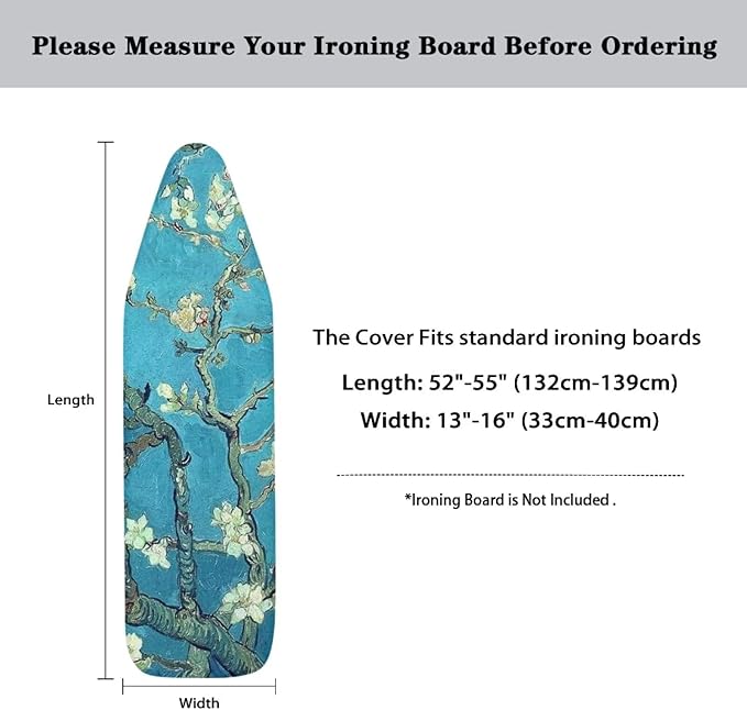 Almond Blossom Ironing Board Cover and Pad 15x54 Van Gogh Padding Decorative - Image 6