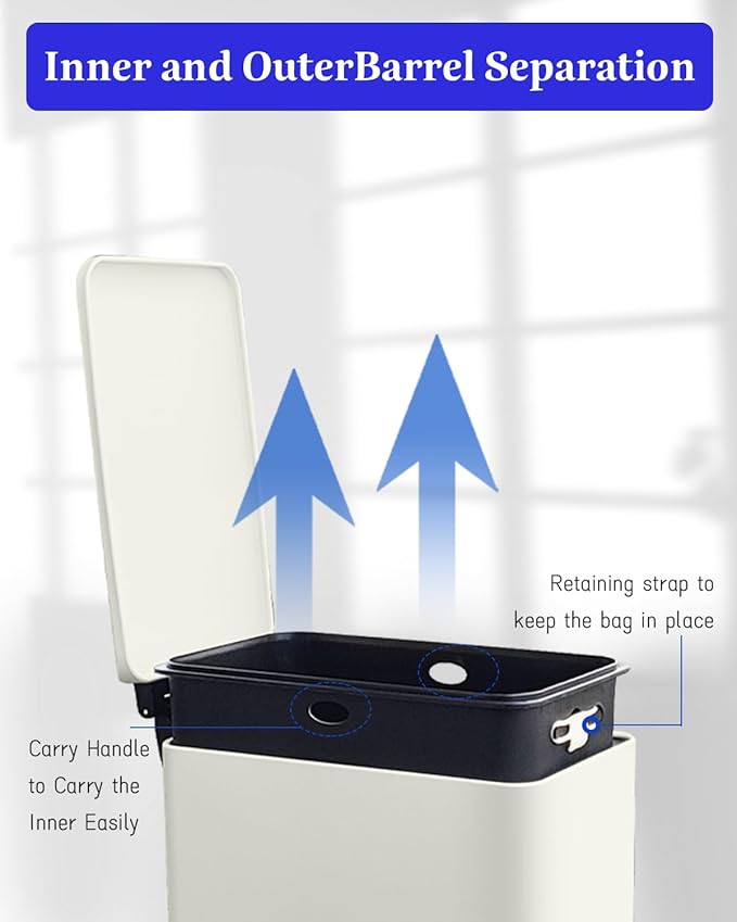 Kitchen Rubbish Bin, 30 L, Narrow Pedal Bin - Image 5