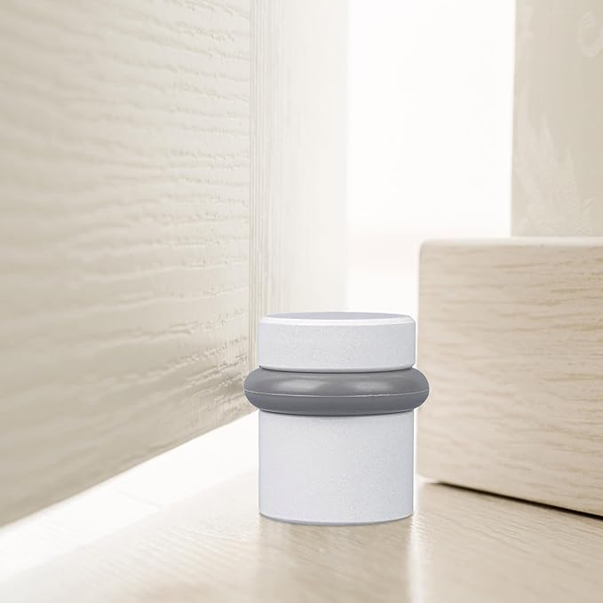 Design House Modern Cylindrical Door Stop – White Floor Rubber Bumper - Image 6