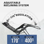 Zero Gravity Chair Set of 2 Oversized Padded Recliner with Adjustable Headrest & Cup Holder - 600D Oxford Folding Lounge Chair for Outdoor Camping, Patio, Poolside (Black & Gray) - Image 7