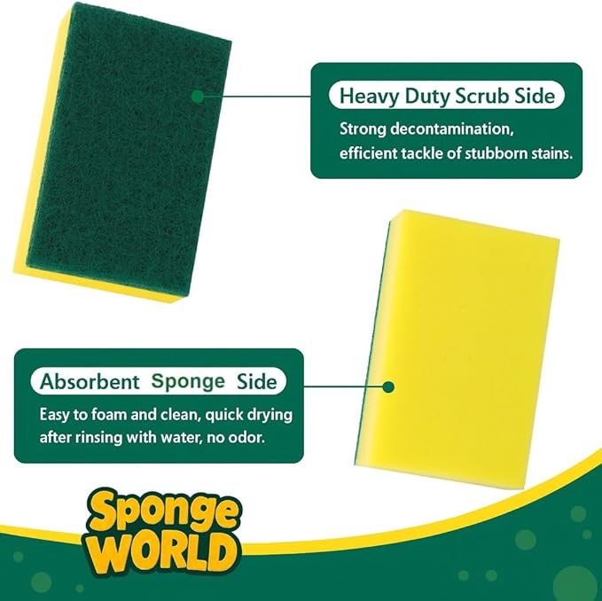 Dish Sponge, Non Scratch Sponges, Heavy Duty Scrub Sponge 24 Pack, Kitchen - Image 4