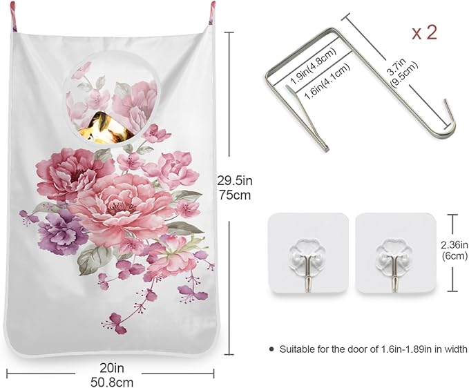 Hanging Laundry Hamper Floral - Image 3