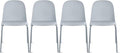 2xhome Modern Stackable Armless Dining Chair | Plastic Shell Seat with Metal Legs | Indoor or Outdoor Use | Home Kitchen Patio (4, Grey, No Padding) by 2xhome